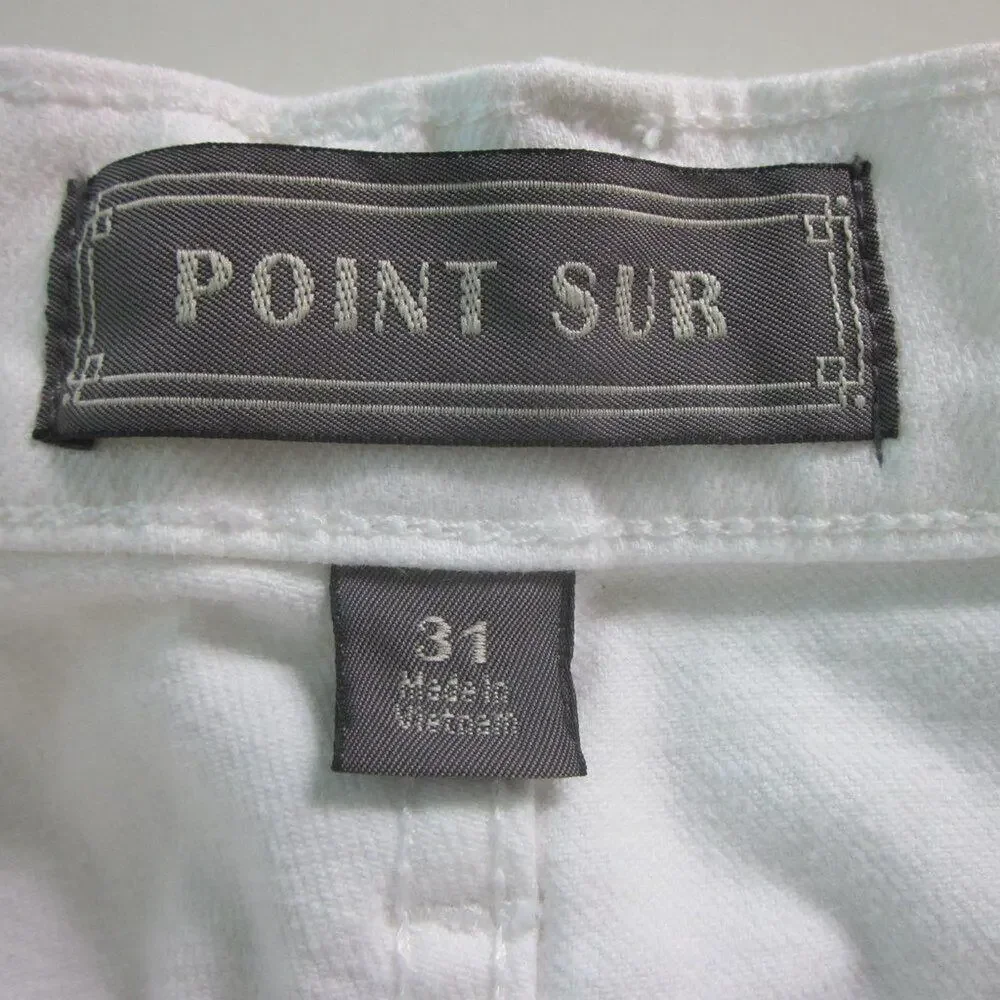 Point Sur J. Crew Womens Size 31 White Crop Wide Leg Cotton Jeans